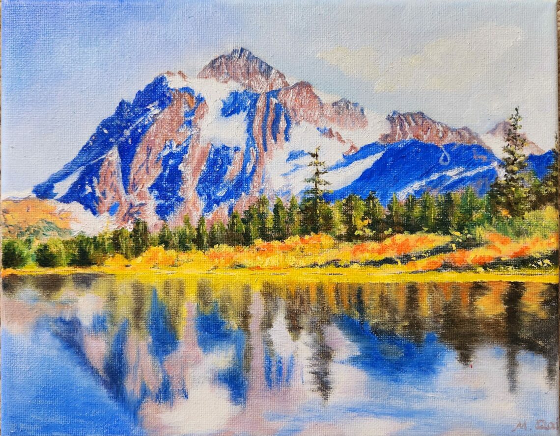 Mt. Shuksan & Picture Lake ( Oil on canvas 8×10″ ) - Dai Man Art Studio