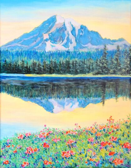 Mt. Rainier - View From Reflection Lake ( Oil on Canvas 14x11")