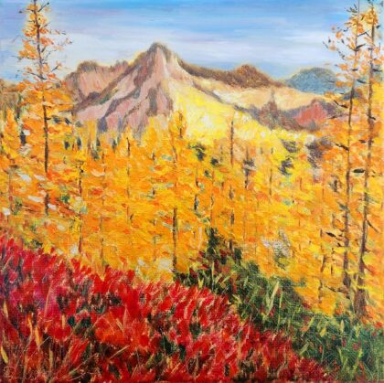 Fall In North Cascades ( Oil on Canvas 8x8" )